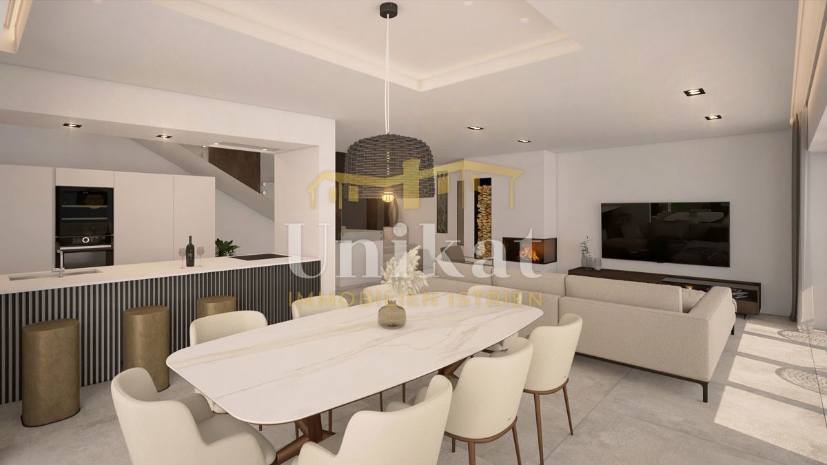 Novogradnja - dvojna hiša s bazenom 7 km od morja